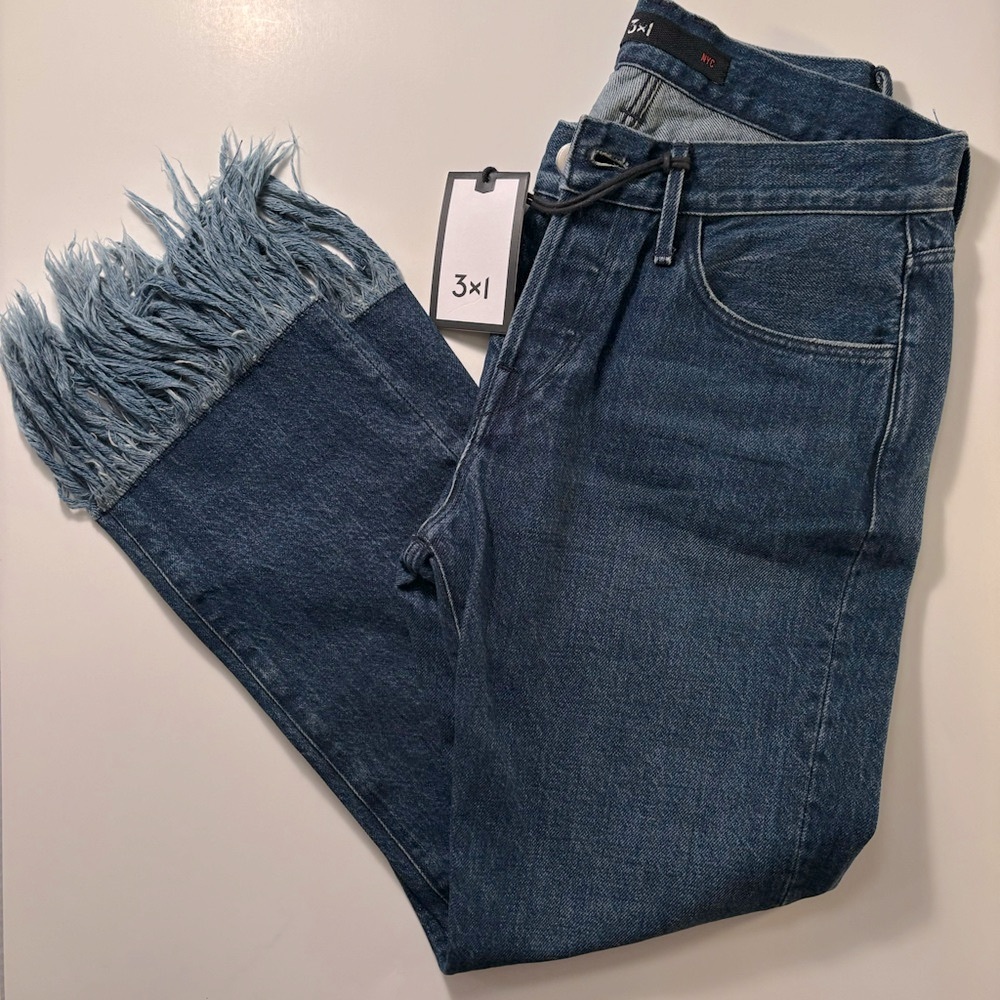 NWT 3x1 Straight Crop Fringe Jean Size 26